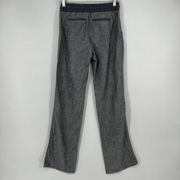 Athleta Bali Linen Ankle Pants Sz 2 Gray Pull On Drawstring Straight Crop 211388 - Picture 4 of 13
